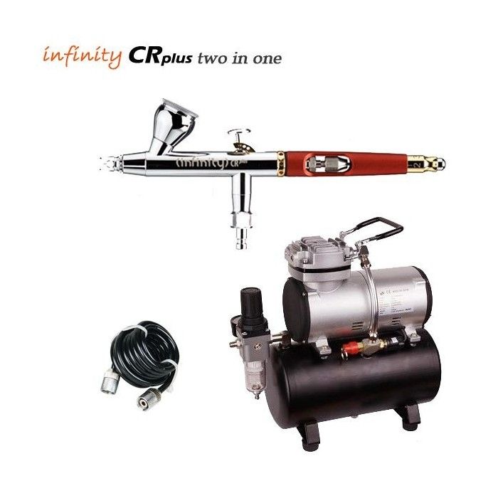 Infinity CR Plus Two in One V2 Airbrush Paquete (0.2/0.4mm) + RM 3500+ Compresor