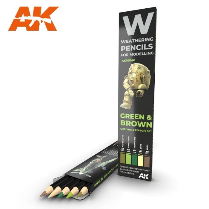 AK10040 Set de lápices de acuarela verde y marrón